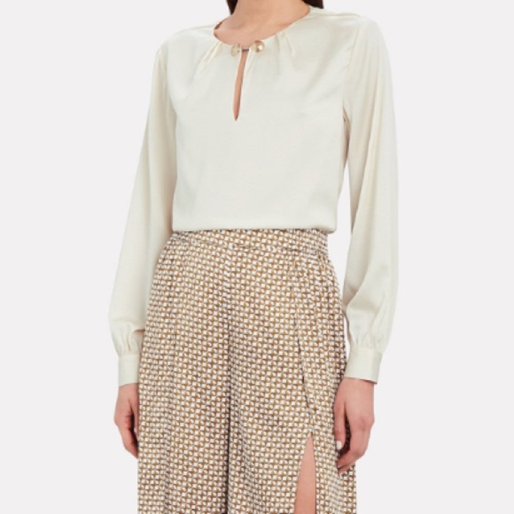 Intermix Silk Blouse (with silk lining) with Vintage-Inspired Buttons